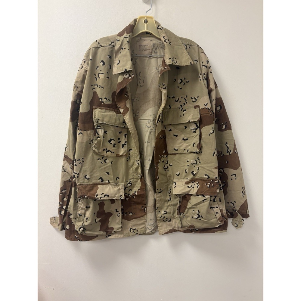Vintage US Army Shirt Mens Large Short Desert Camo BDU Chocolate Chip Jacket